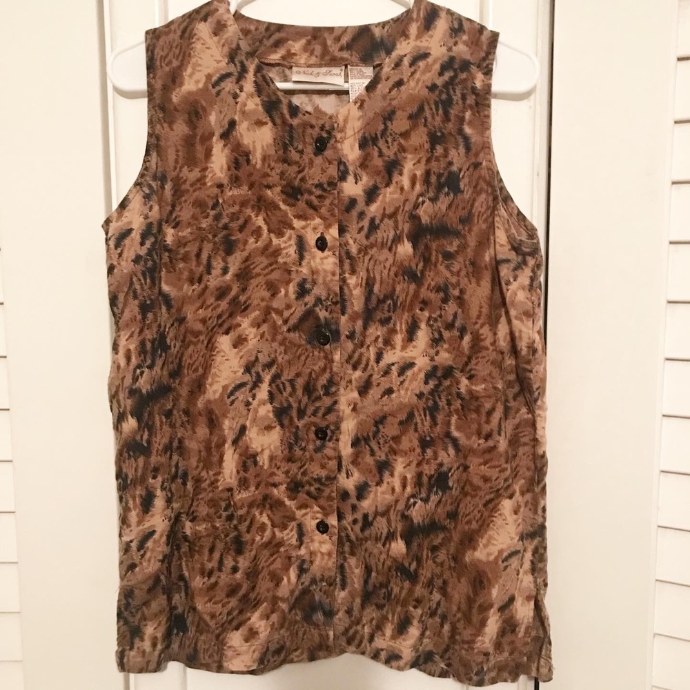 Vintage 90s Animal Print Sleeveless Blouse